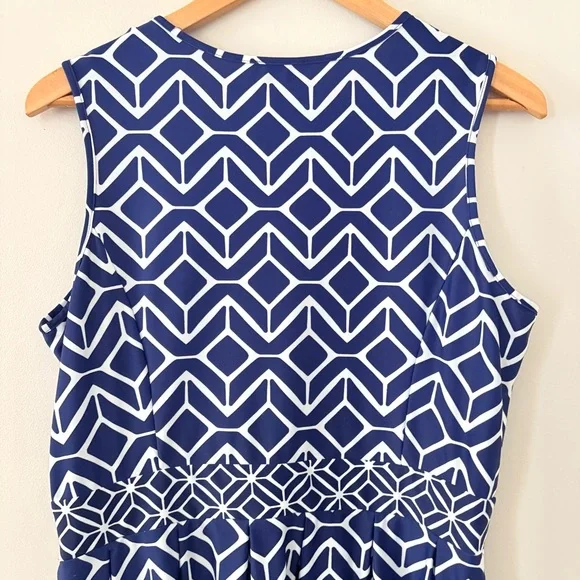 Jude Connally sleeveless dress navy and white geometric nautical blend XL - Picture 7 of 10